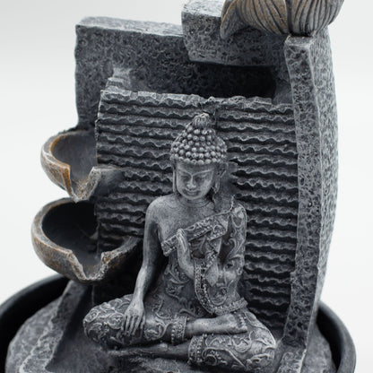 Tabletop Water Feature - 19x19x28cm - Buddha, Lotus Flower Cascading Potsx - Image tabletop-water-feature--19x19x28cm--buddha-lotus-flower-cascading-potsx-waterf-19