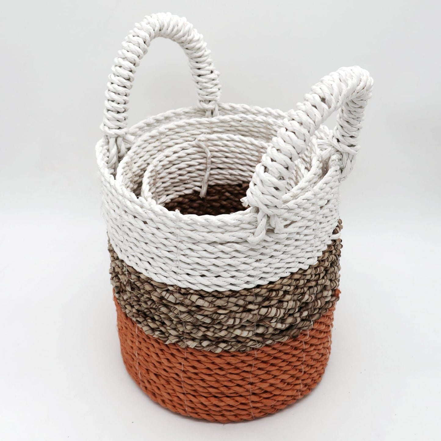 Seagrass Basket Set - Orange / Natural / White - Image seagrass-basket-set--orange--natural--white-sbs-05