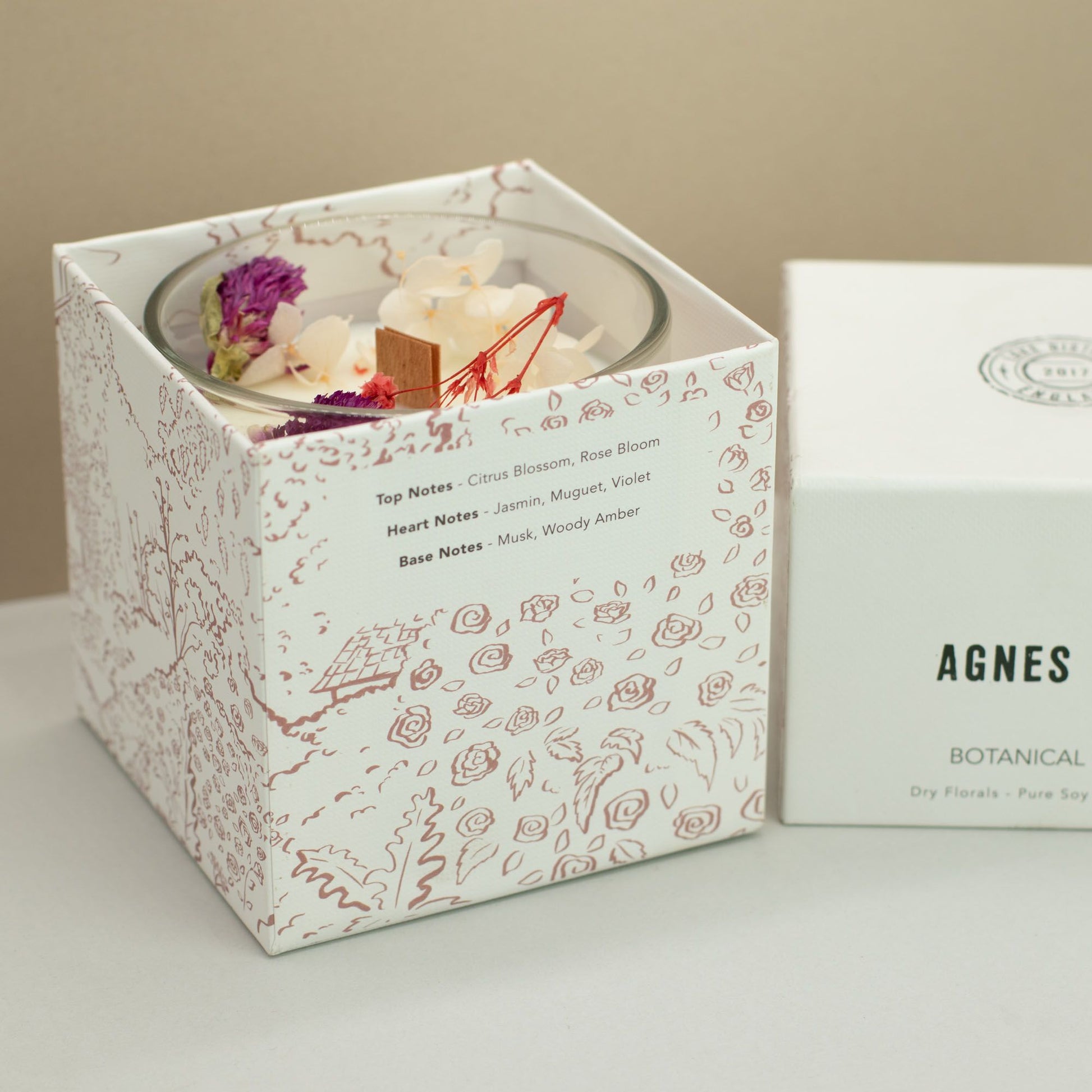 Agnes + Cat Botanical Soy Wax Candle - Roses of Sawrey - Image agnes--cat-botanical-soy-wax-candle--roses-of-sawrey-acbfc-01