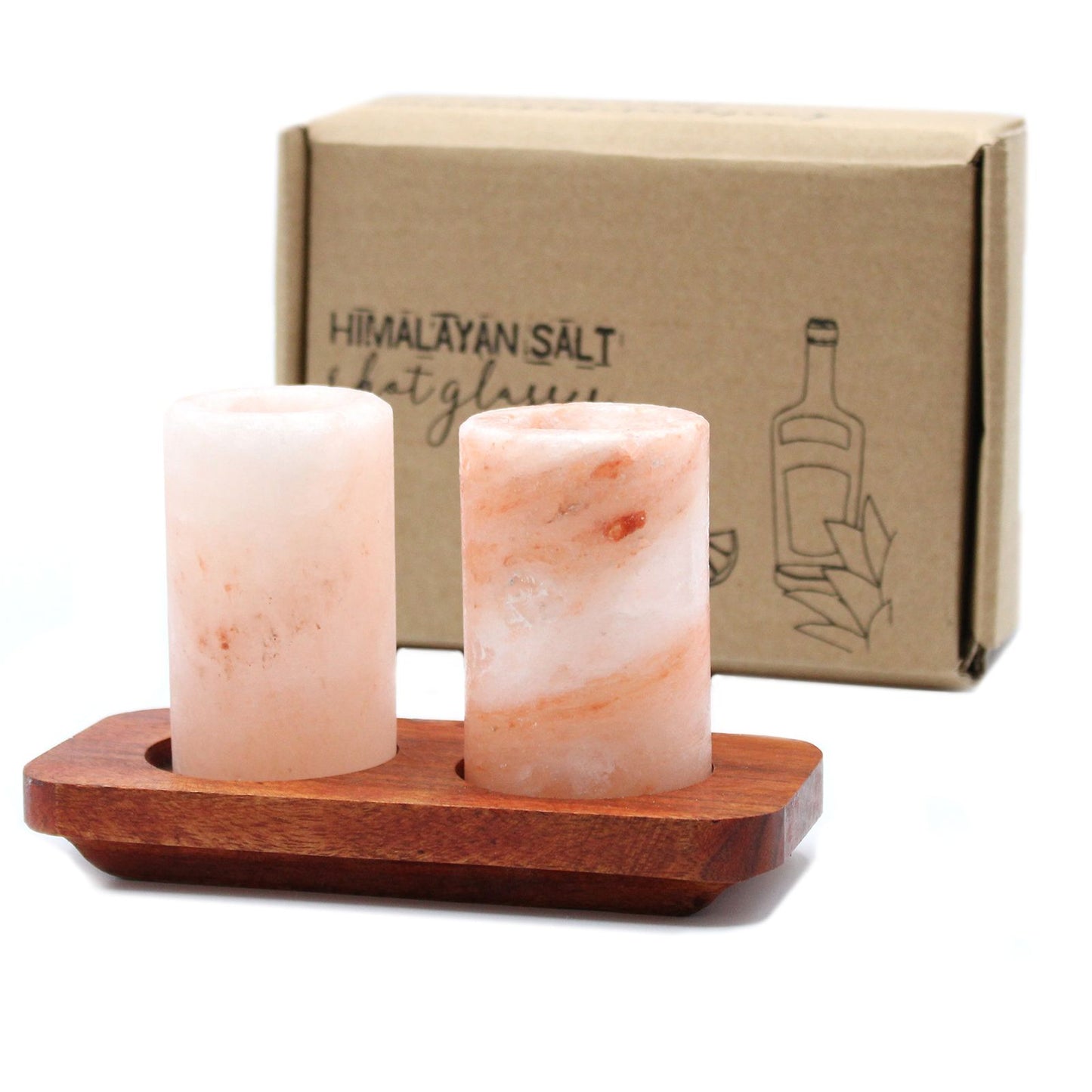 Set of 2 Himalayan Salt Shot Glasses & Wood Serving Stand - Image set-of-2-himalayan-salt-shot-glasses--wood-serving-stand-qsalts-02