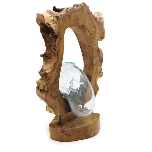 Molton Glass Hanging Art Vase on Wood - Image molton-glass-hanging-art-vase-on-wood-mgw-31