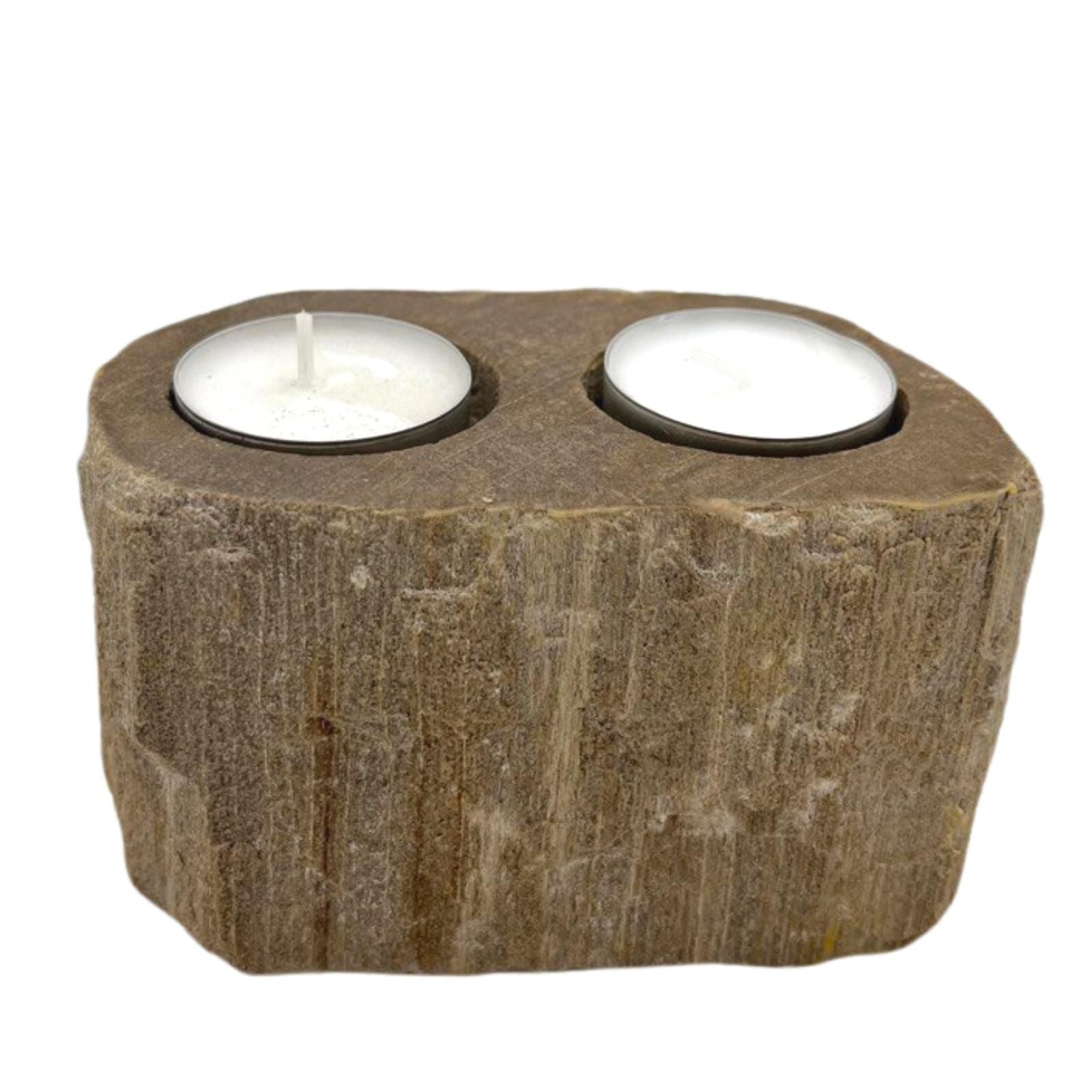 Petrified Wood Candle Holder - Double - Image petrified-wood-candle-holder--double-petw-03