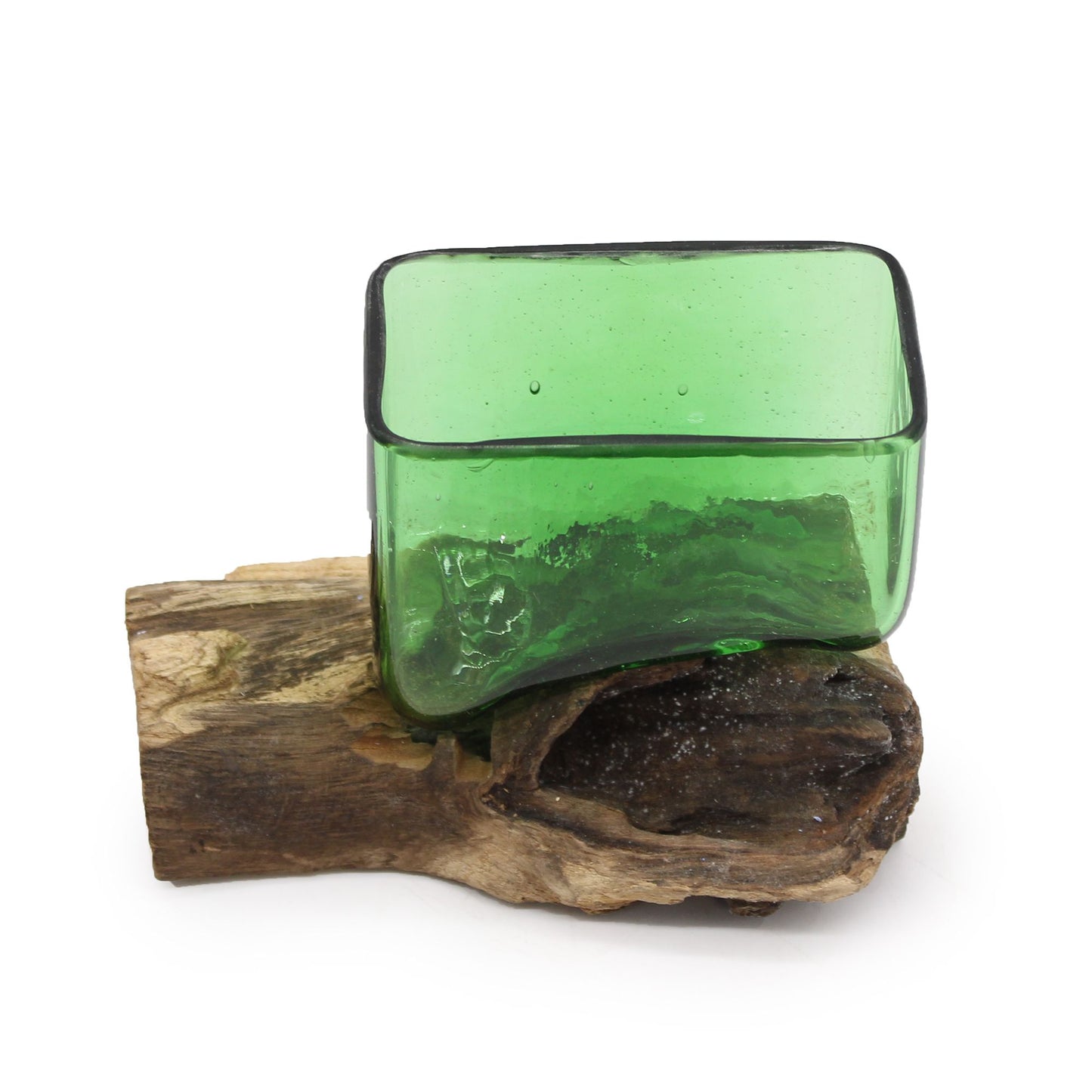 Recycled Beer Bottles - Square Bowl on Wood - Image recycled-beer-bottles--square-bowl-on-wood-rbb-04