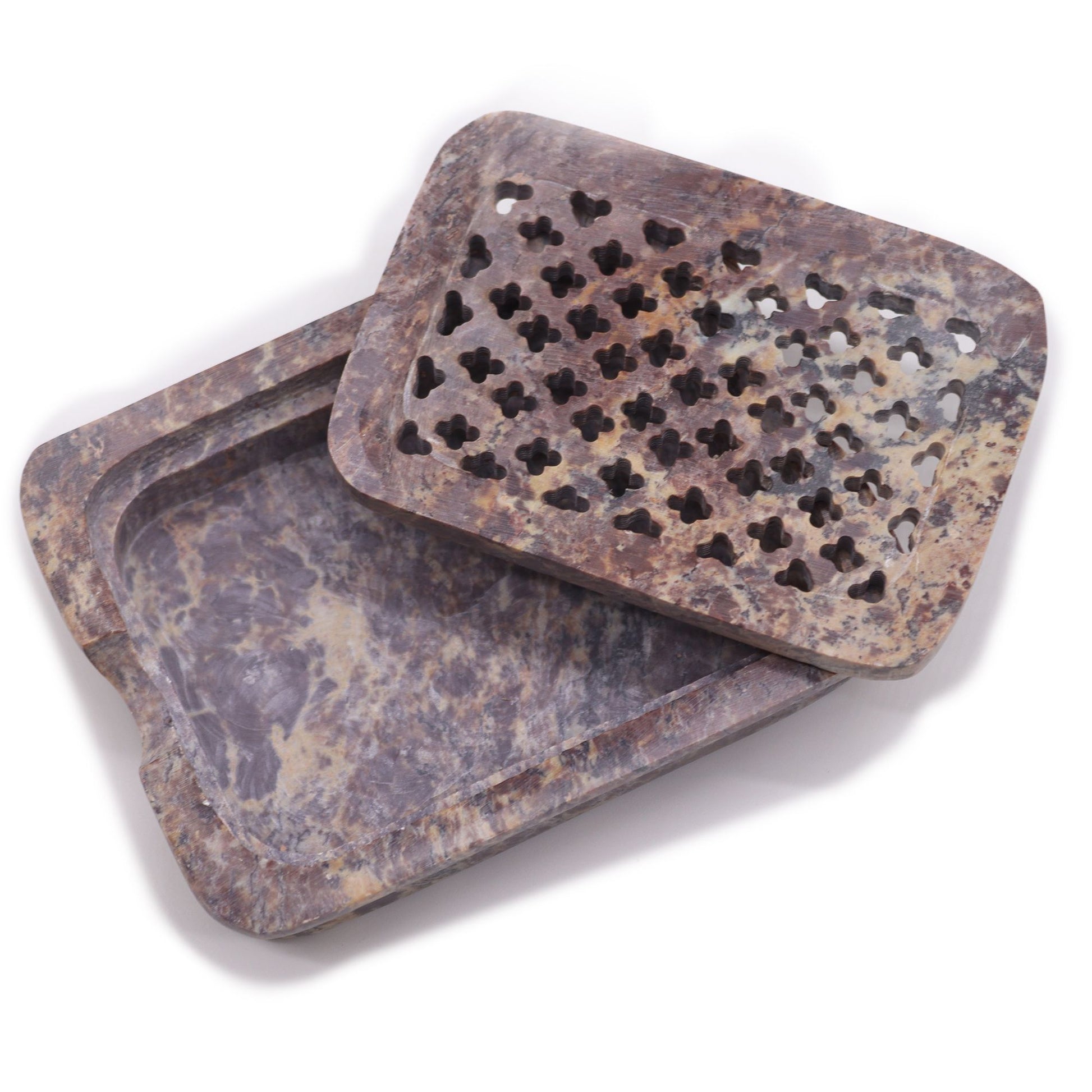 Soapstone Soap Dish & Drainer 11x8cm- Classic Square - Image soapstone-soap-dish--drainer-11x8cm-classic-square-ssd-19