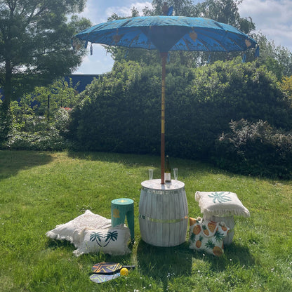 Bali Patio Parasol - Cotton - Turquoise Decor - 2m - Image bali-patio-parasol--cotton--turquoise-decor--2m-bpar-05