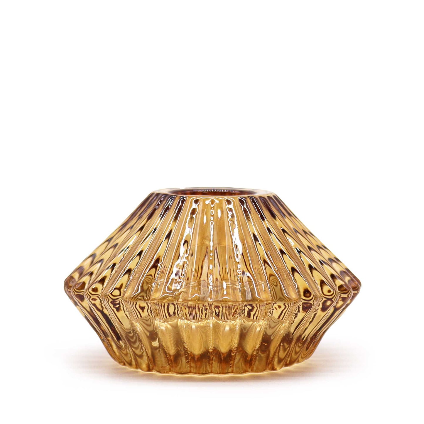 Flower Flip Dinner Candle / Tealight Holder - Antique Amber - Image flower-flip-dinner-candle--tealight-holder--antique-amber-gchd-12