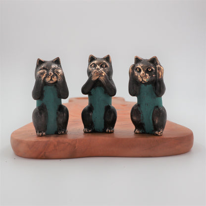Set of 3 - See No, Hear No, Speak No Evil - Brass Cats - Image set-of-3--see-no-hear-no-speak-no-evil--brass-cats-bff-20