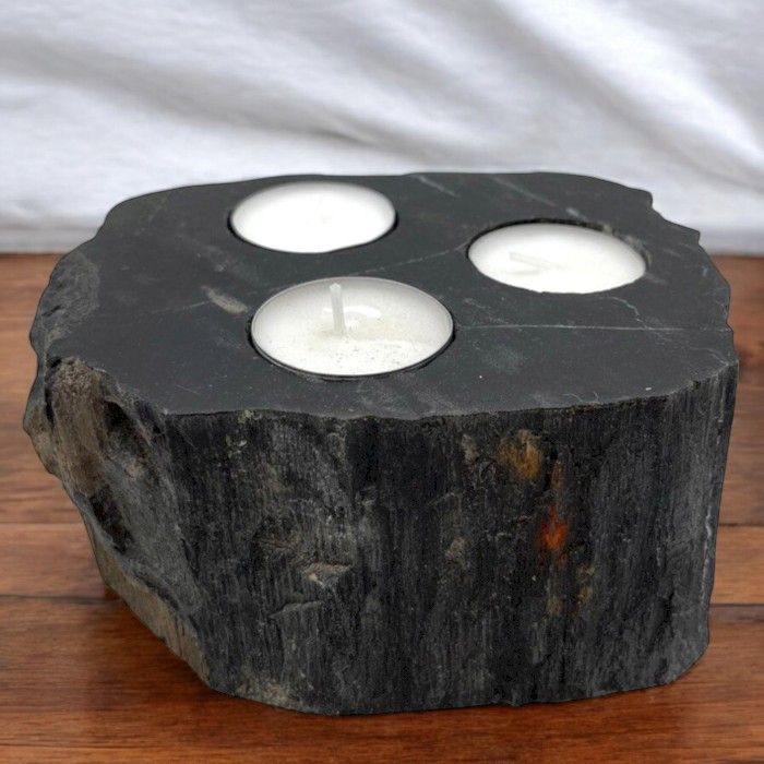 Petrified Wood Candle Holder - Triple - Image petrified-wood-candle-holder--triple-petw-04