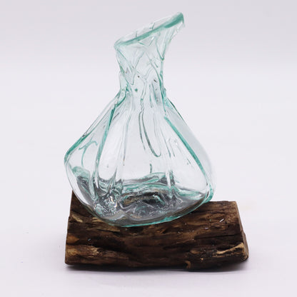Molten Glass Fancy Mini Decanter on Wood 24cm - Image molten-glass-fancy-mini-decanter-on-wood-24cm-mgw-46