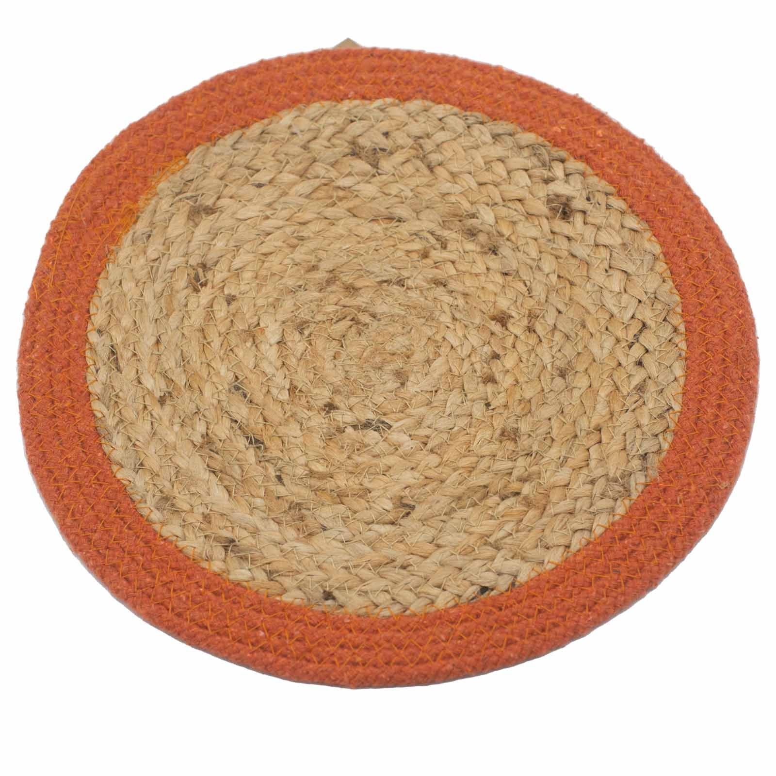 Natural Place Mat - Jute & Cotton 30cm - Clay Border - Image natural-place-mat--jute--cotton-30cm--clay-border-npmat-05