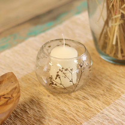 Natural Floral Glass - Bowl Candle Holder - Margarita - (8x10cm) - Image natural-floral-glass--bowl-candle-holder--margarita--8x10cm-nfg-02