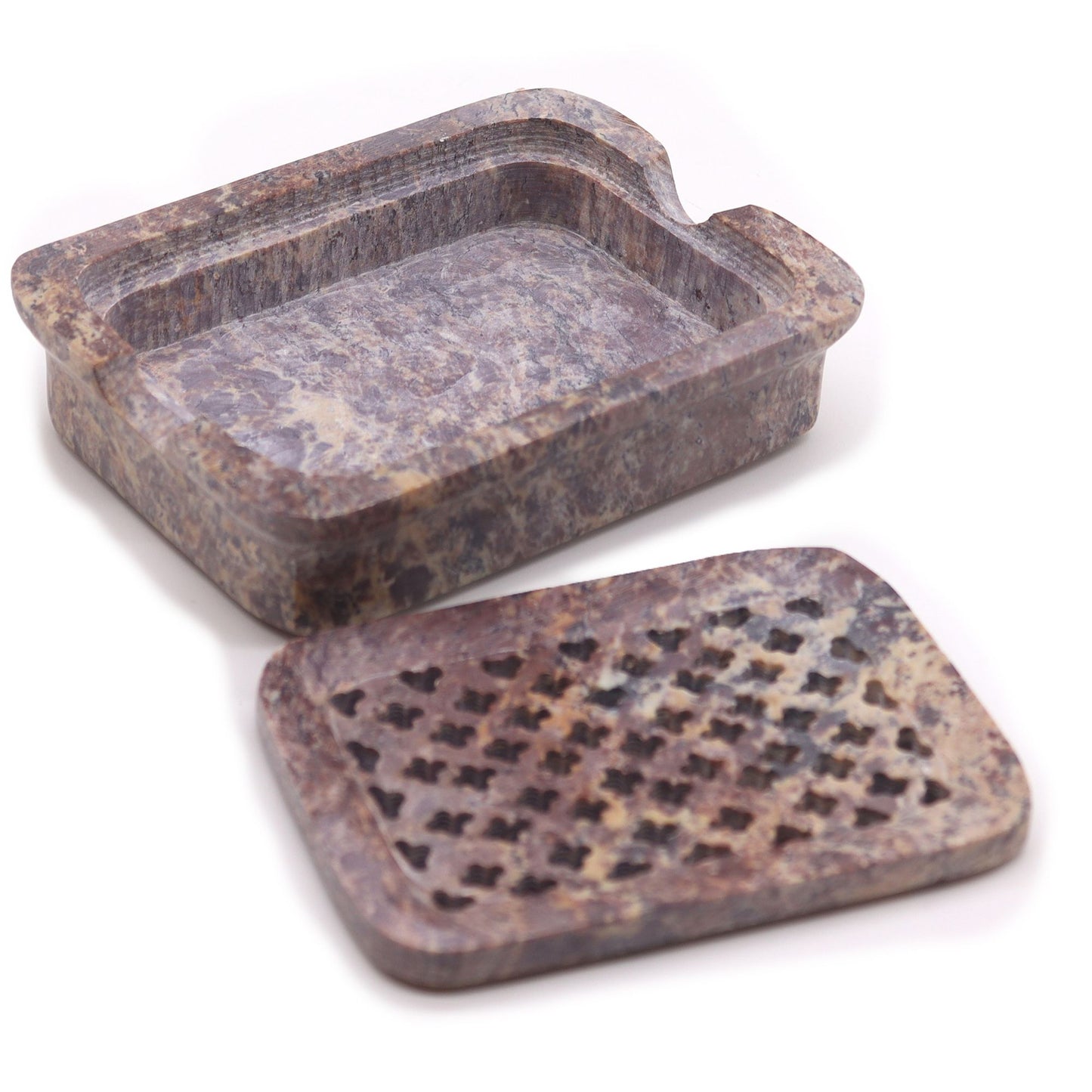 Soapstone Soap Dish & Drainer 11x8cm- Classic Square - Image soapstone-soap-dish--drainer-11x8cm-classic-square-ssd-19
