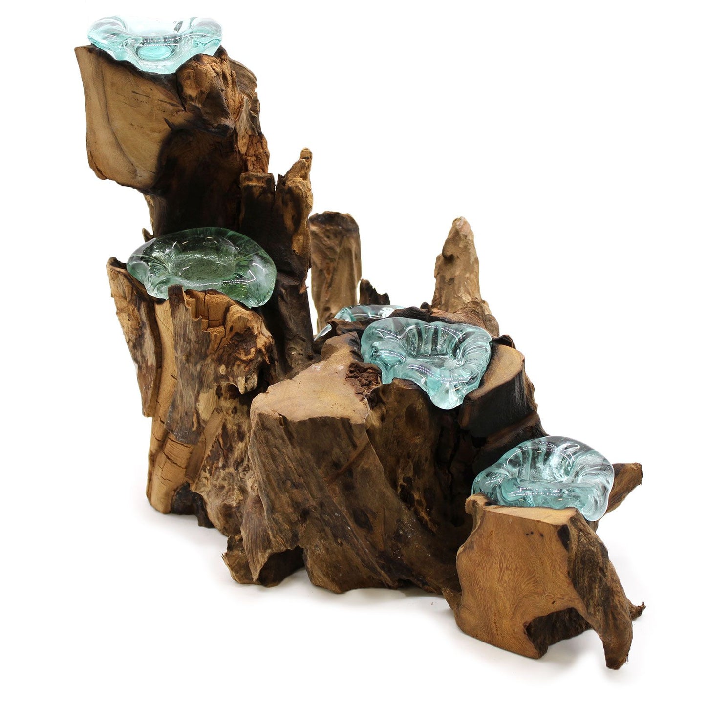 Molton Glass Five Candle Holder on Wood - Image molton-glass-five-candle-holder-on-wood-mgw-32