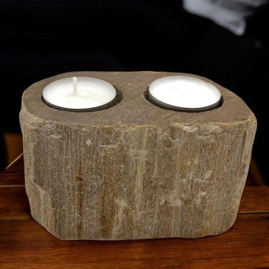 Petrified Wood Candle Holder - Double - Image petrified-wood-candle-holder--double-petw-03